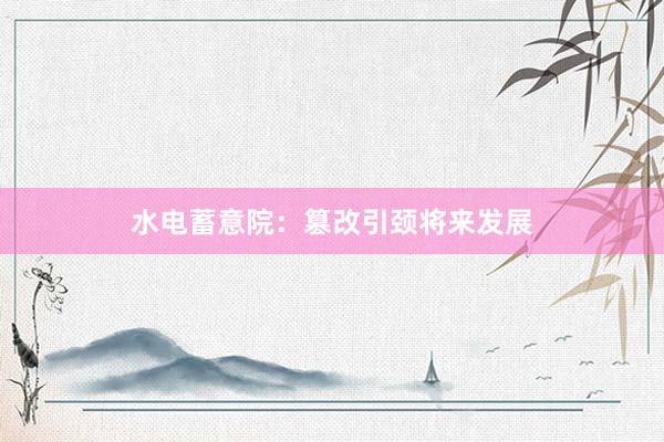 水电蓄意院：篡改引颈将来发展