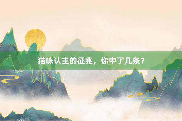猫咪认主的征兆，你中了几条？